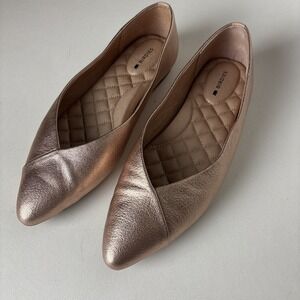 Birdies womens 6.5 Flats Pointed Toe Comfort slip on shiny rose gold